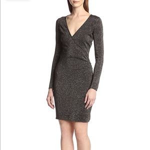 Marc New York Women's Lurex Front Wrap Knit Dress
